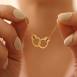 Personalized Police Handcuff Necklace with Initials, Double Necklace with Engraved Initials, Romantic Gift Idea, Valentine's Day Gift