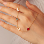 Personalized Vertical Charms and Birthstone Necklace