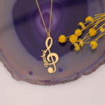 Personalized Treble Clef Name Necklace, Custom Music Note Pendant for Musicians, Music Lover Necklace, Musician Gift, Valentine's Day Gift