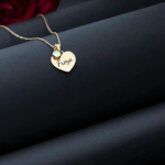 Personalized Engraved Heart Birthstone Necklace