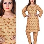 PickCell Women's Foil Print  Cotton Designer Kurti With Pant