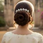 Golden Pearl Juda Comb Pins for Women & Girls, Black Comb with Pearl and Crystal Embellishments, Pack of 3