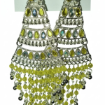 Moedbuille Handcrafted Silver-Plated Floral Afghan Design Filigree Chandelier Earrings with Multicolor Stones ✅