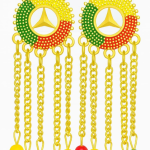 Yellow Gold-Plated Mercedes-Benz Logo Chandelier Earrings ✅
