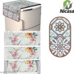 HD Premium Quality Fridge cover for Top with 1 Pec of handle and 3 pec of fridge mat - set of 5 pec