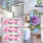 HD Premium Quality Fridge cover for Top with 1 Pec of handle and 3 pec of fridge mat - set of 5 pec