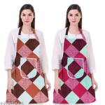 Kitchen Apron- Waterproof /Oil-Proof - Adjustable Aprons with Pockets for Women Men Washable - Pack of 3 (color As per availibility)