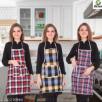 NICASA Kitchen Apron- Waterproof /Oil-Proof - Adjustable Aprons with Pockets for Women Men Washable - Pack of 3 (color As per availibility)