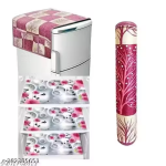 HD Premium Quality Fridge cover for Top with 1 Pec of handle and 3 pec of Fridge Mats - Set of 5 piece