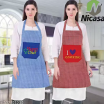Kitchen Apron- Waterproof /Oil-Proof - Adjustable Aprons with Pockets for Women Men Washable - Pack of 2 (color As per availibility)