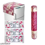 NICASA HD Premium Quality Fridge cover for Top with 1 pec handle and 3 pec fridge mats - Set of 5 piece