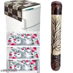 NICASA HD Premium Quality Fridge cover for Top with 1 pec handle and 3 pec fridge mats - Set of 5 piece