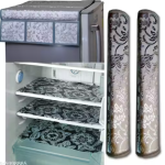 Fridge Cover with 6 Utility Pockets, 6 Pcs Fridge Mat & 2 Handle Cover