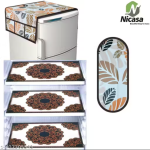 NicasaHD Premium Quality Fridge cover for Top with 1 pec handle set and 3 pec fridge mats - Set of 5 piece