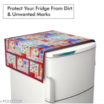 NicasaHD Premium Quality Fridge cover for Top with 1 pec handle set and 3 pec fridge mats - Set of 5 piece