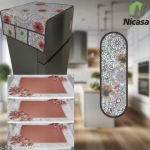NICASA HD Preimum Quality Fridge Top Cover with 1 pec of Handlle and 3 pec of Fridge Mat - Set of 5