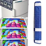 NICASA HD Premium Quality Fridge cover for Top with 1 pec handle set and 3 pec fridge mats - Set of 5 piece