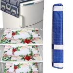 NICASA HD Premium Quality Fridge cover for Top with 1 pec handle set and 3 pec fridge mats - Set of 5 piece