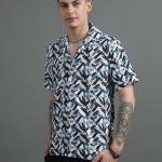 Men Regular Fit Printed Lapel Collar Casual Shirt