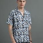 Men Regular Fit Printed Lapel Collar Casual Shirt