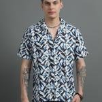 Men Regular Fit Printed Lapel Collar Casual Shirt