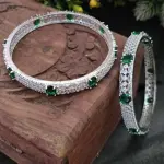 Sonamone Silver Toned White Cubic Zircon Bangles