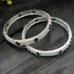 Sonamone Silver Toned White Cubic Zircon Bangles