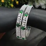 Sonamone Silver Toned White Cubic Zircon Bangles