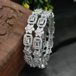 Sonamone Silver Toned White Cubic Zircon Bangles