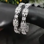 Sonamone Silver Toned White Cubic Zircon Bangles