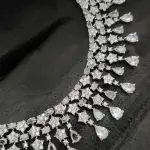 Rhodium Plated Green & White Cubic Zircon Necklace Set