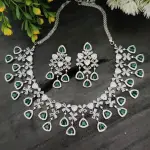 Rhodium Plated Cubic Zircon Antique Design Necklace Set