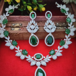 American Diamond Tear Drop Cubic Zirconia Necklace Set