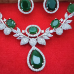 American Diamond Tear Drop Cubic Zirconia Necklace Set