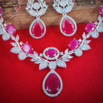 American Diamond Tear Drop Cubic Zirconia Necklace Set