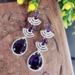 CZ Royal Violet Tear Drop Necklace Set