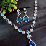 Elegant Royal Blue Teardrop Necklace Set