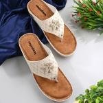 Women’s White Comfort Sandals with Floral Design