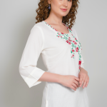 Sufiana White Rayon Tunic