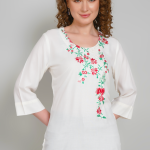 Sufiana White Rayon Tunic