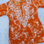 ALIA Black Pure Mulmul Chikankari Printed Short Top