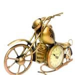 Metal Handprinted Golden Colour Bike Table Clock Showpiece