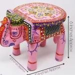 Painted Colourful Wooden Elephant Decorative Showpiece Stool/Side Table for Home/Office/Living or Bedroom Décor