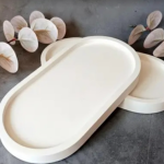 Handmade gypsum décor piece with a smooth matte finish