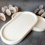 Handcrafted gypsum décor with a smooth matte finish