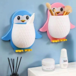 Toothbrush Holder Plastic Stand for Toothpaste, Lotion Kids Bathroom Cup Drain Waterproof Self-Adhesive