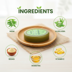 Vaidayu Neem & Aloevera Handmade Soap – Targets Acne, Pimples & Skin Infections (100g)
