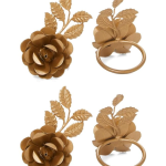 Vibhsa Flower Napkin Rings Set of 4 (Golden Rose)