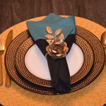Vibhsa Flower Napkin Rings Set of 4 (Golden Rose)