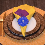 Vibhsa Handcrafted Flower Napkin Rings (Set of 4, Blue)